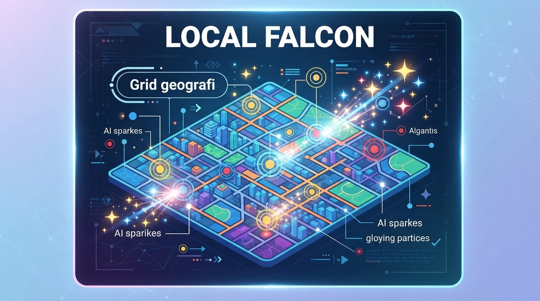 Kad Local Falcon untuk grid geografi, kedudukan mengikut kawasan dan keterlihatan AI