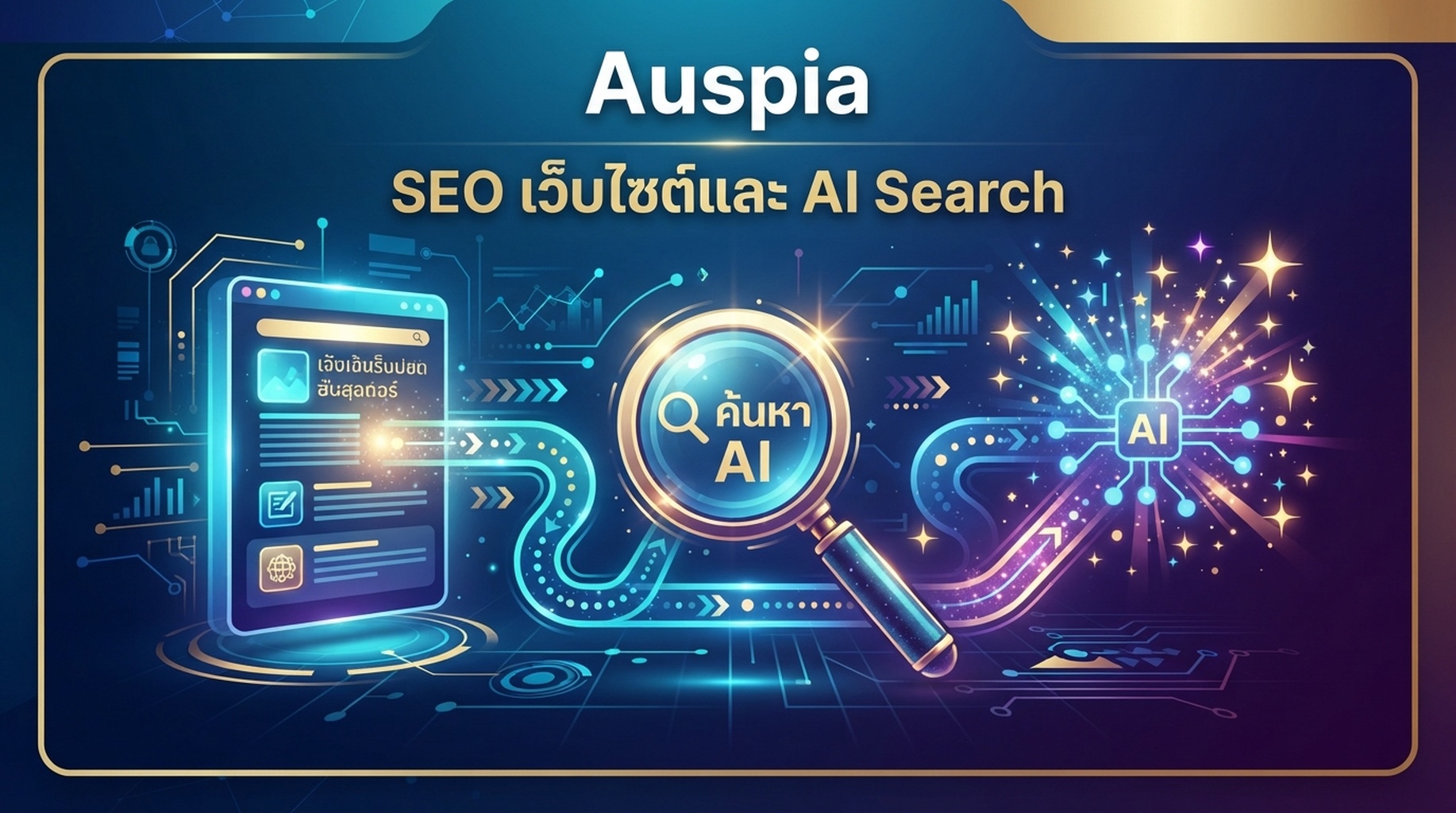 การ์ด Auspia สำหรับ SEO เว็บไซต์ การมองเห็น AI การเข้าถึง crawler และความพร้อม GEO
