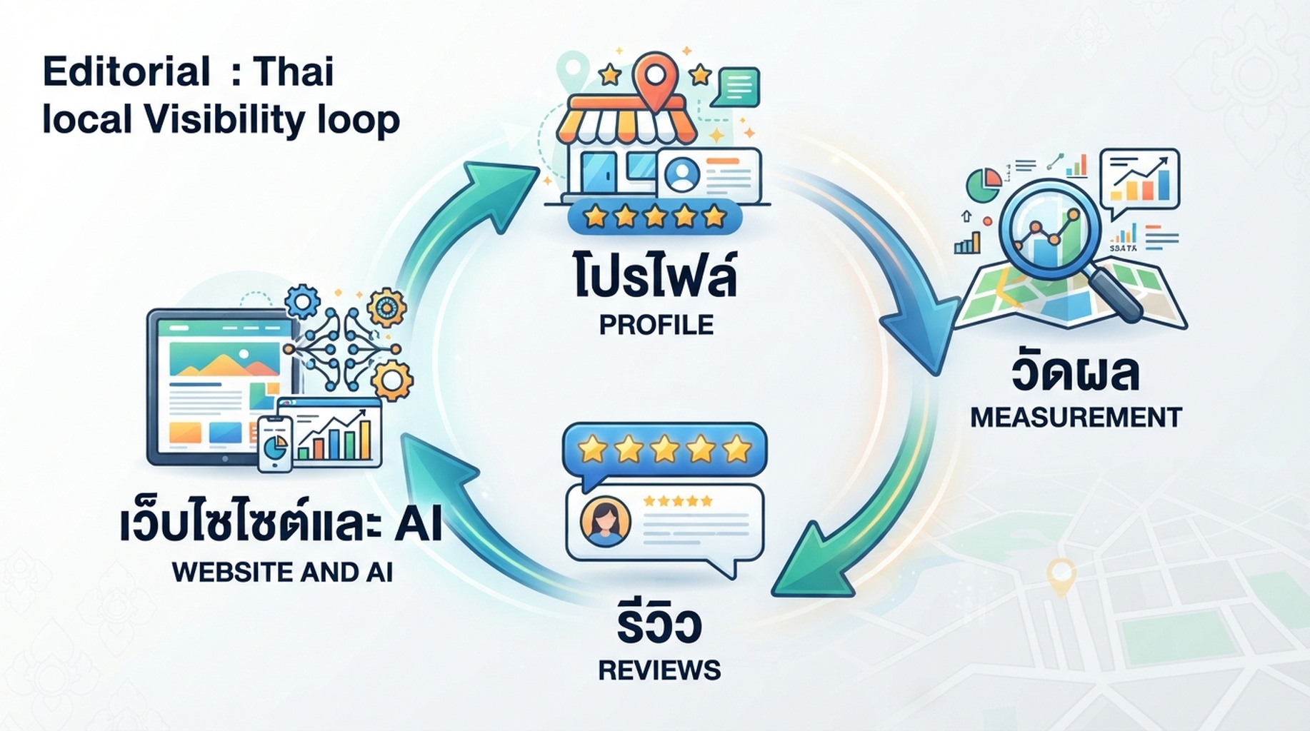วงจรการมองเห็นในท้องถิ่นที่เชื่อมโปรไฟล์ การวัดพื้นที่ รีวิว และการตรวจการมองเห็น AI