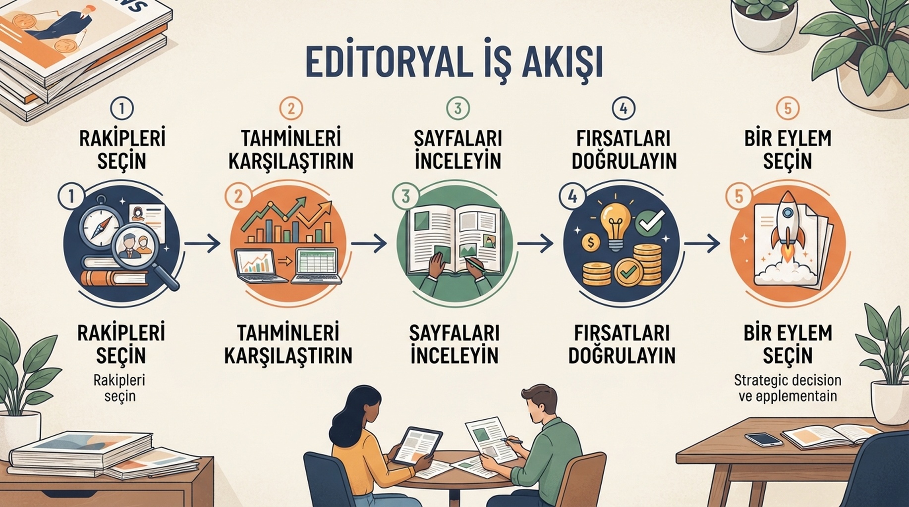 Rakip seçiminden tahminlere, sayfa incelemesinden fırsat doğrulamaya ve öncelikli bir sonraki adıma giden 45 dakikalık rakip araştırması iş akışı.
