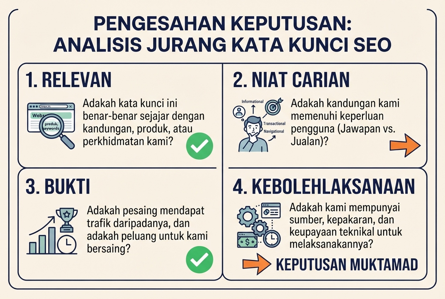Kad keputusan yang menapis idea jurang kata kunci mengikut relevan, niat carian, bukti nilai berguna dan kebolehlaksanaan.