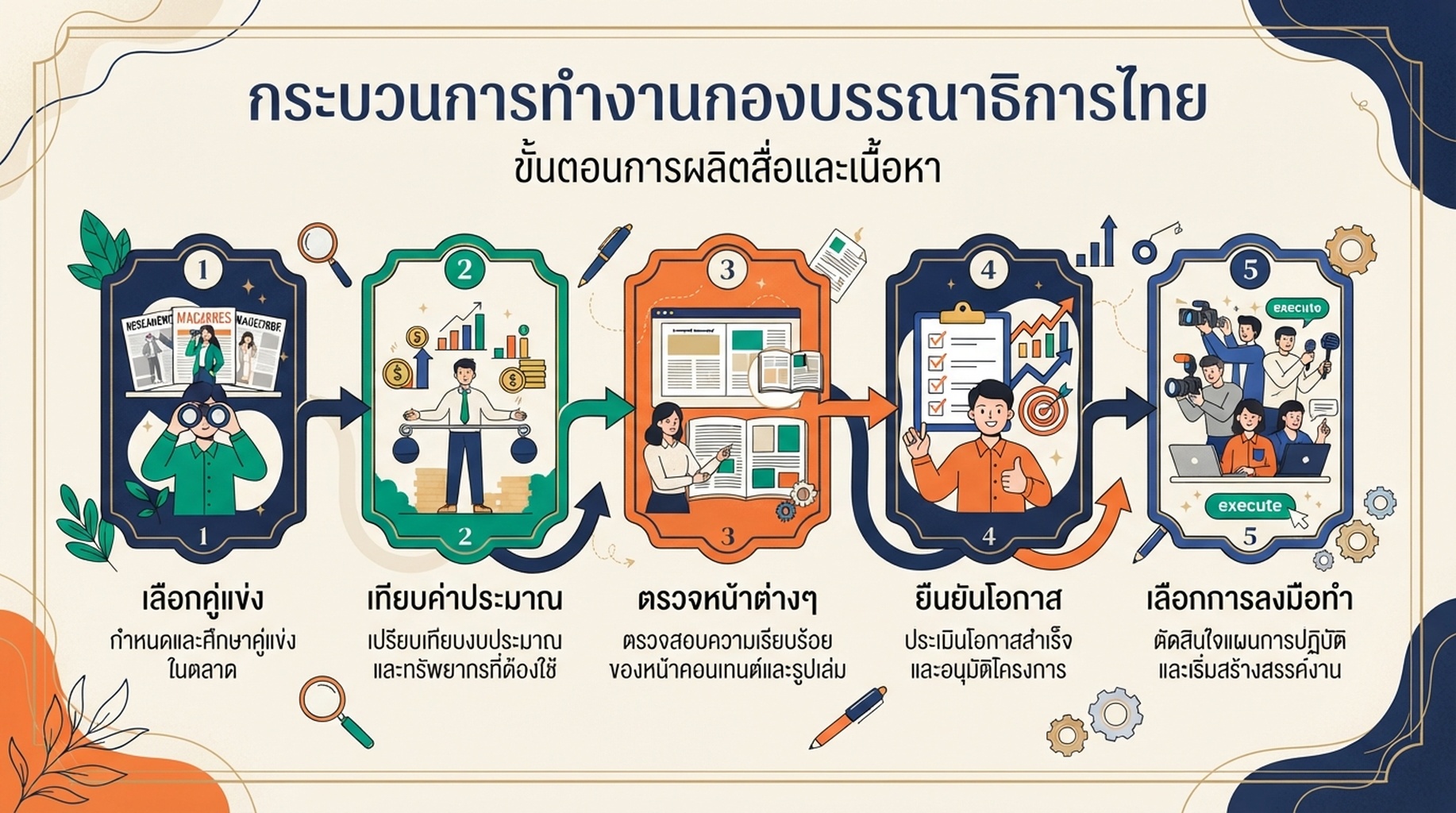 เวิร์กโฟลว์วิจัยคู่แข่ง 45 นาที ตั้งแต่เลือกคู่แข่ง เปรียบเทียบค่าประมาณ ตรวจหน้า ยืนยันโอกาส ไปจนถึงเลือกการลงมือทำที่มีลำดับความสำคัญ