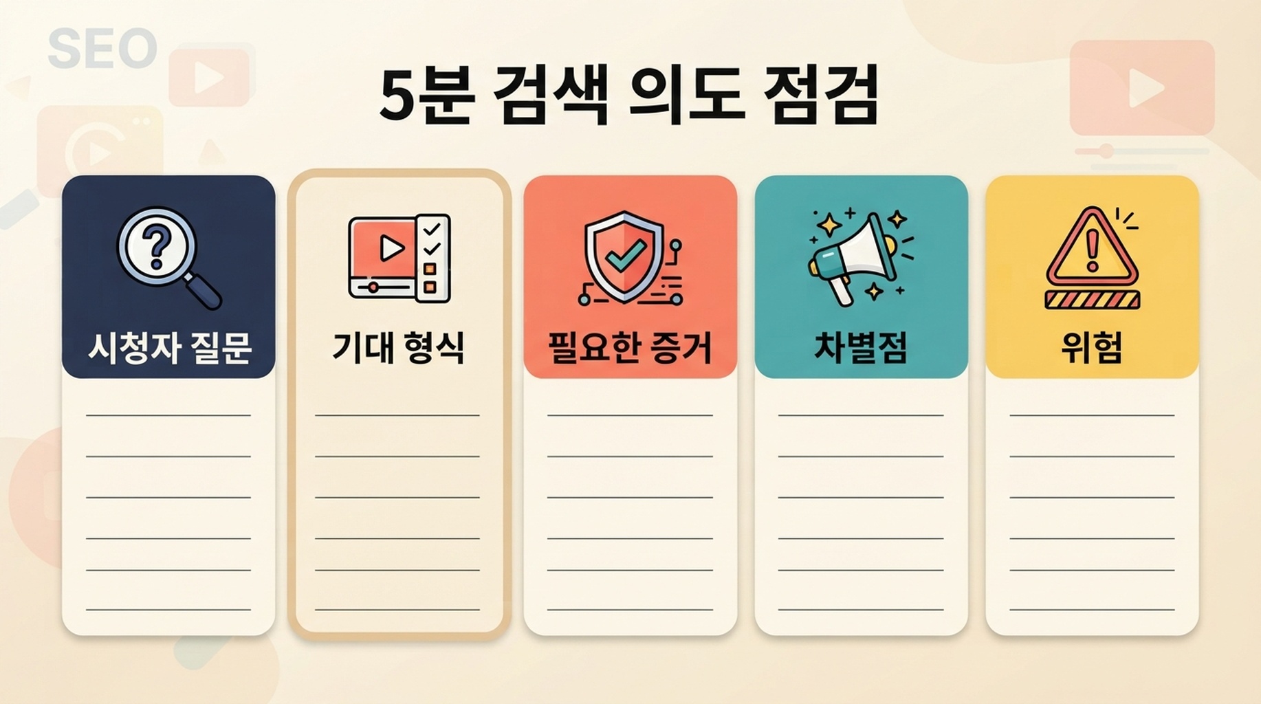 YouTube 검색 주제를 유용한 동영상 브리프로 바꾸는 워크시트