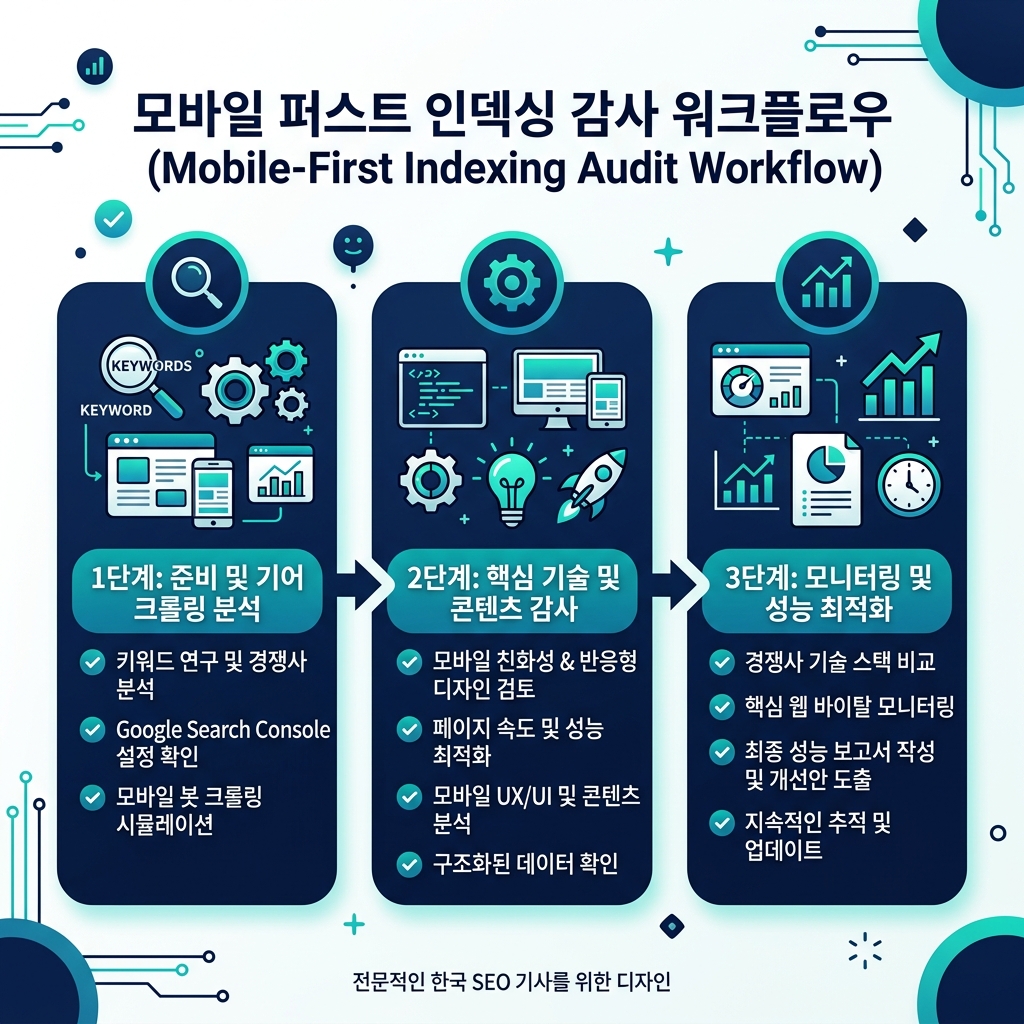 모바일 우선 색인 감사 워크플로: 빠른 점검부터 전체 감사, 우선 수정 대기열까지 3단계