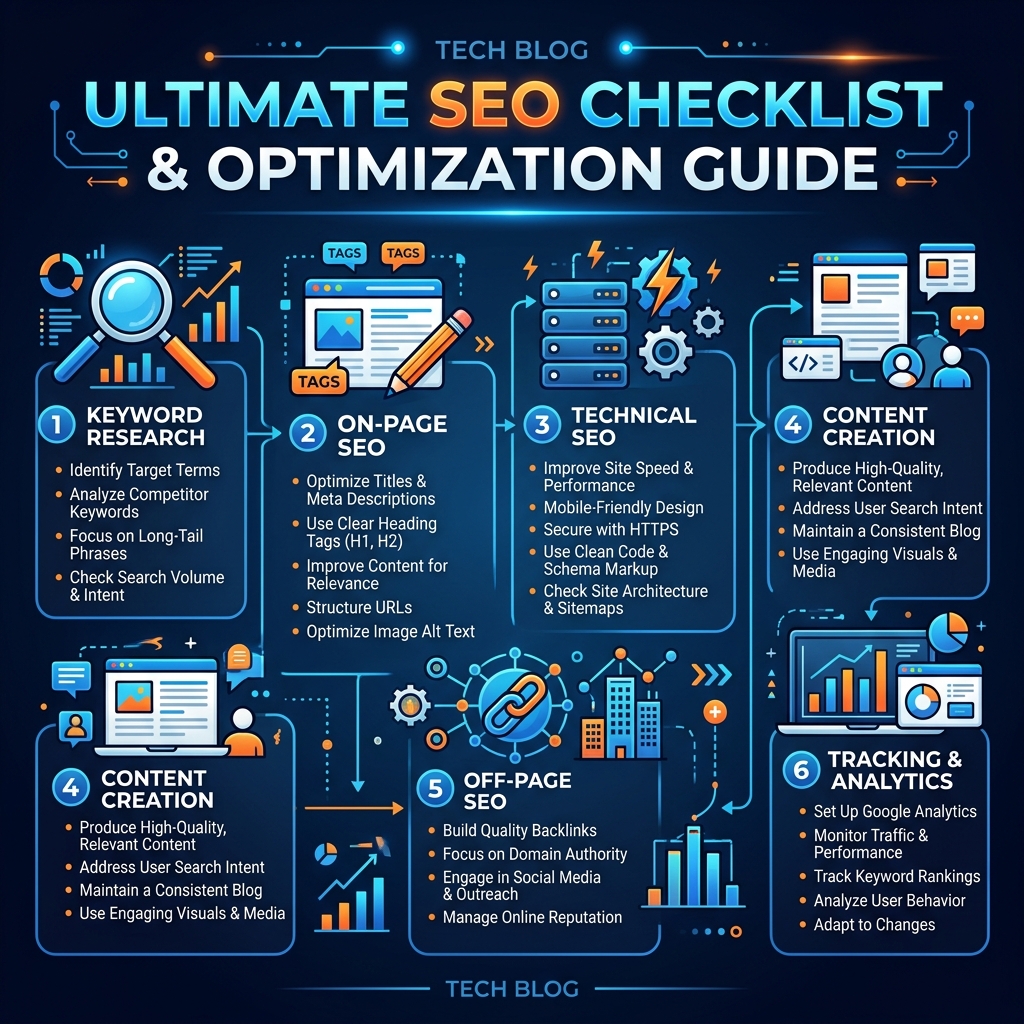 Diagram checklist kesiapan GEO 10 poin menampilkan faktor untuk optimasi kutipan pencarian AI