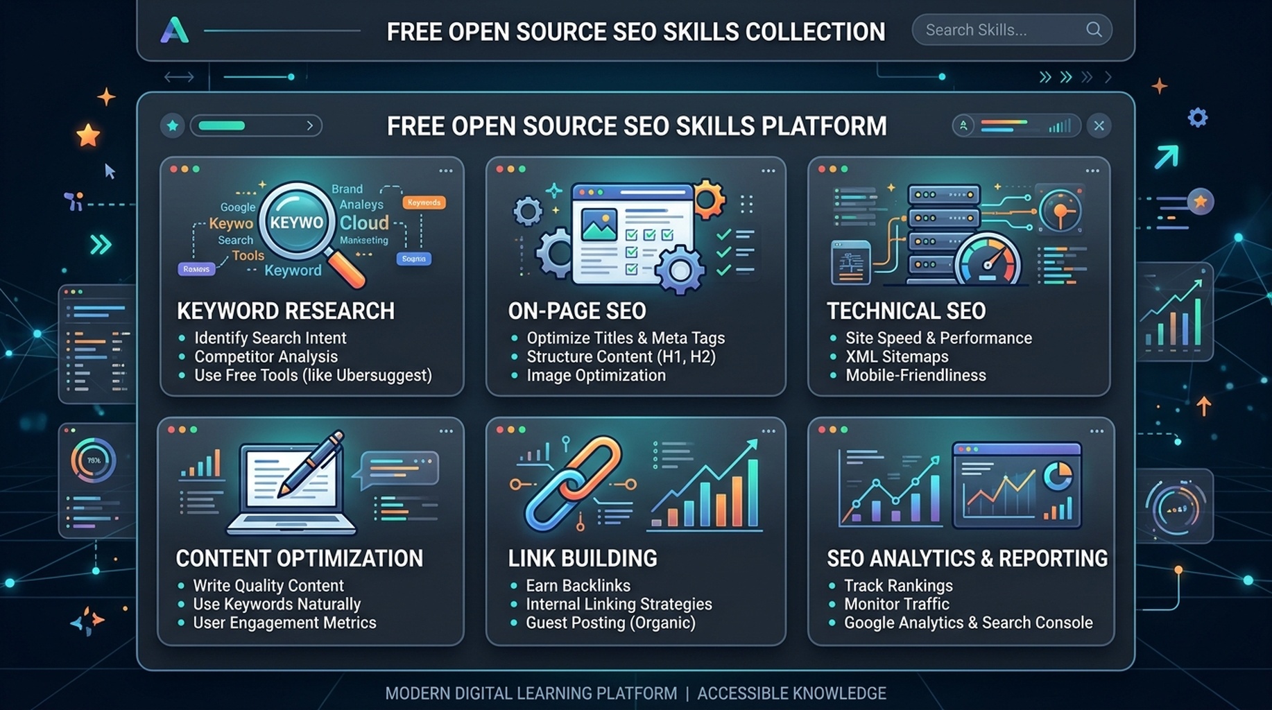 Halaman repositori GitHub untuk claude-seo-skills menunjukkan 29 kemahiran SEO percuma untuk Claude Desktop