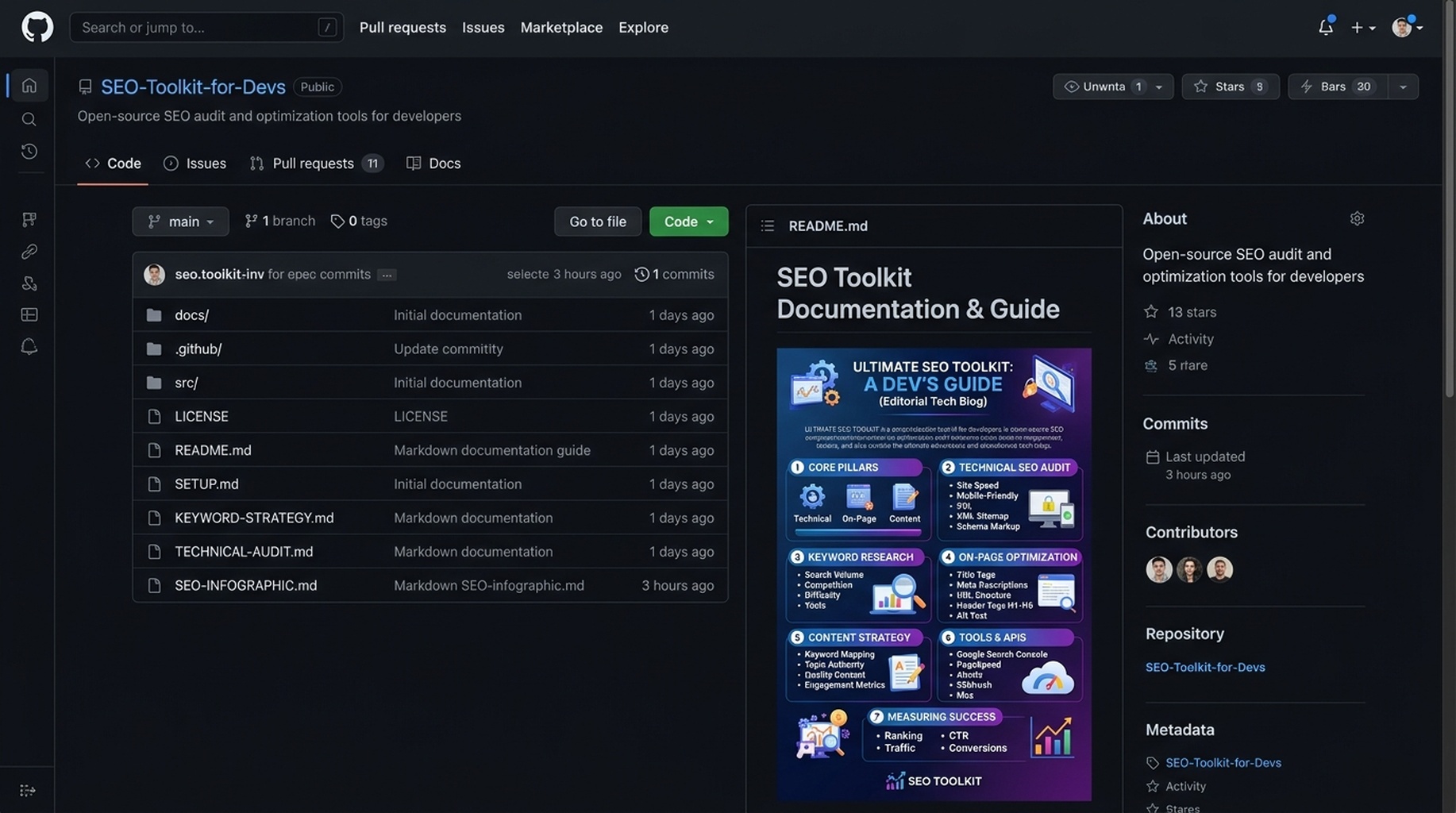 Trang GitHub repository cho geo-seo-codex hiển thị các file skill SEO Codex và README