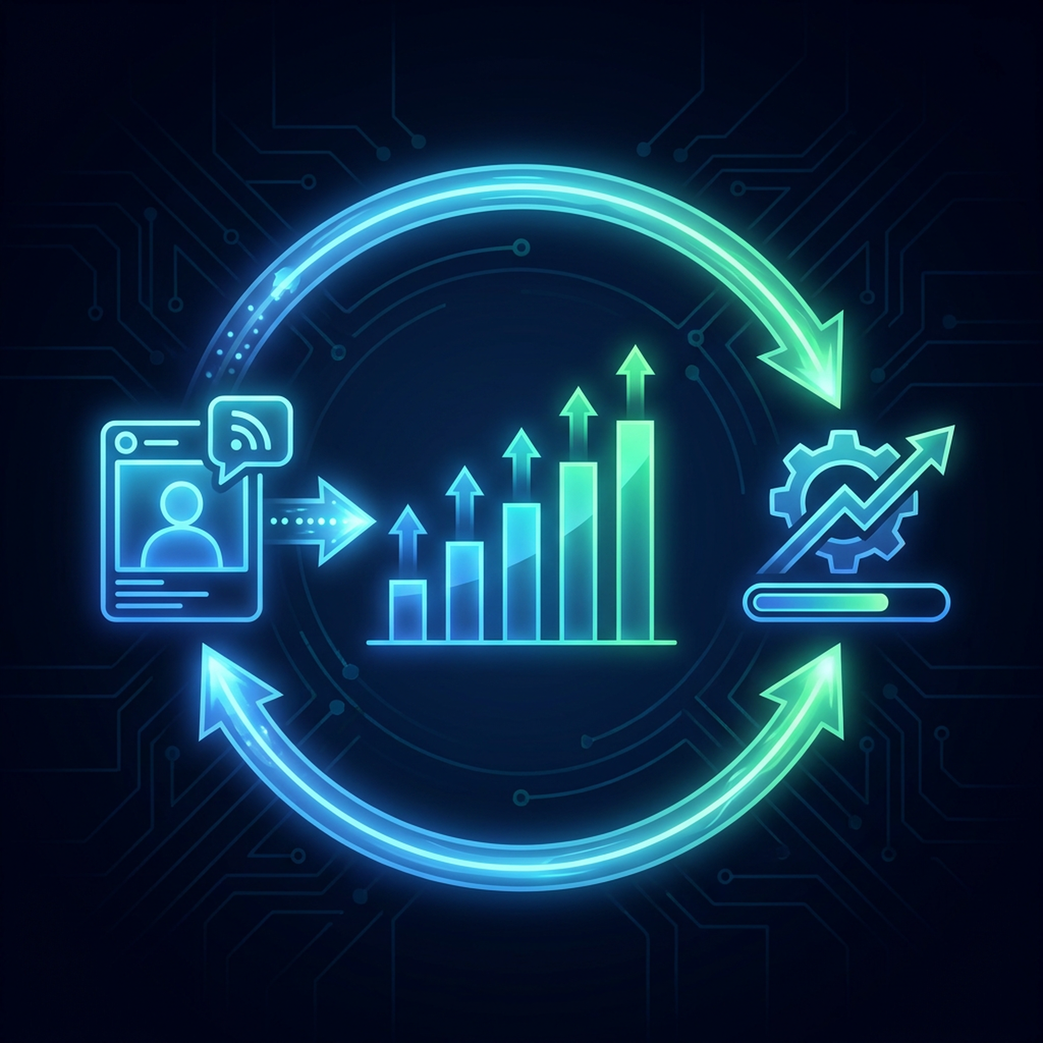 The Social-to-Search Flywheel: social posts drive brand queries, which drive SEO rankings, which loop back to fuel more social content