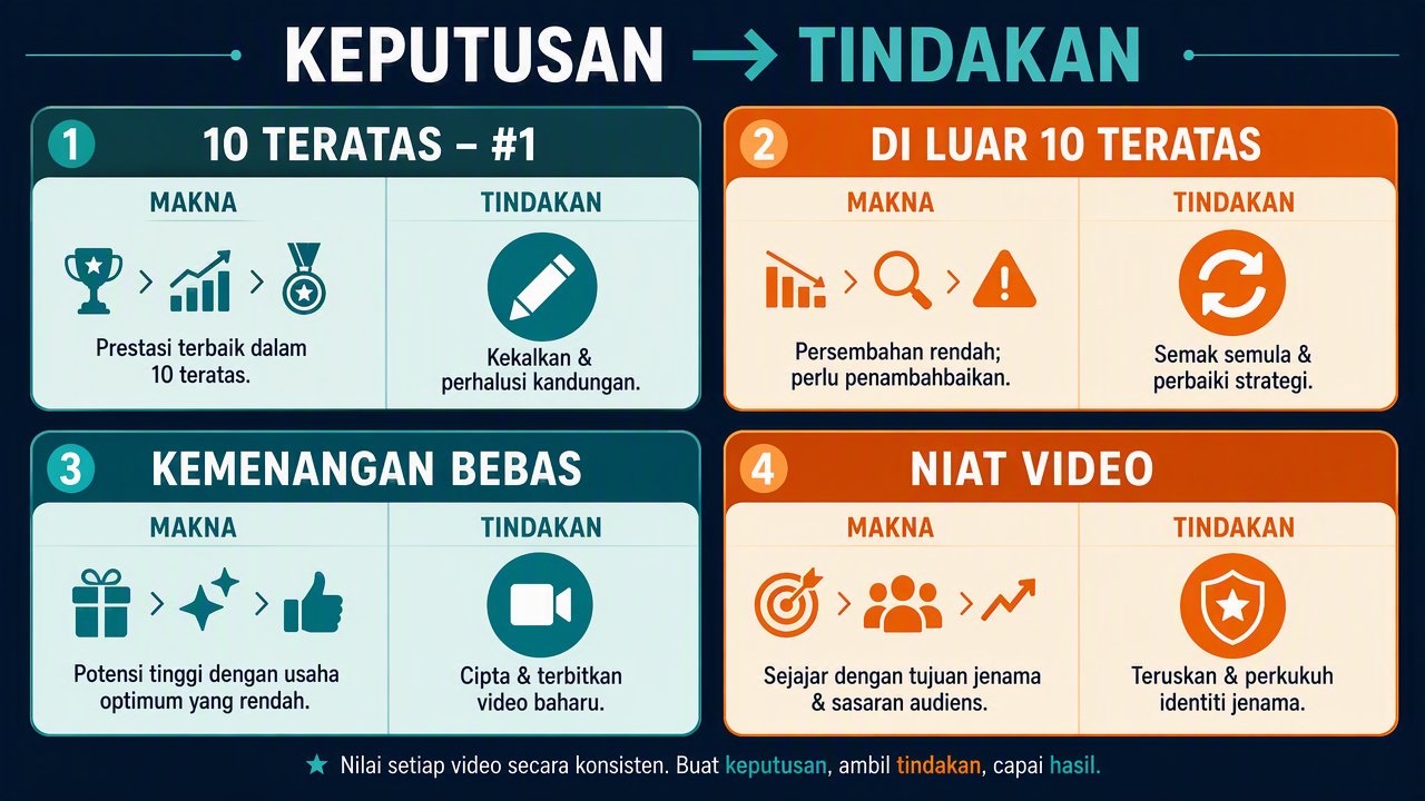 Matriks keputusan memetakan empat keputusan petikan kepada maknanya dan langkah kandungan yang dicetuskan oleh setiap satu.