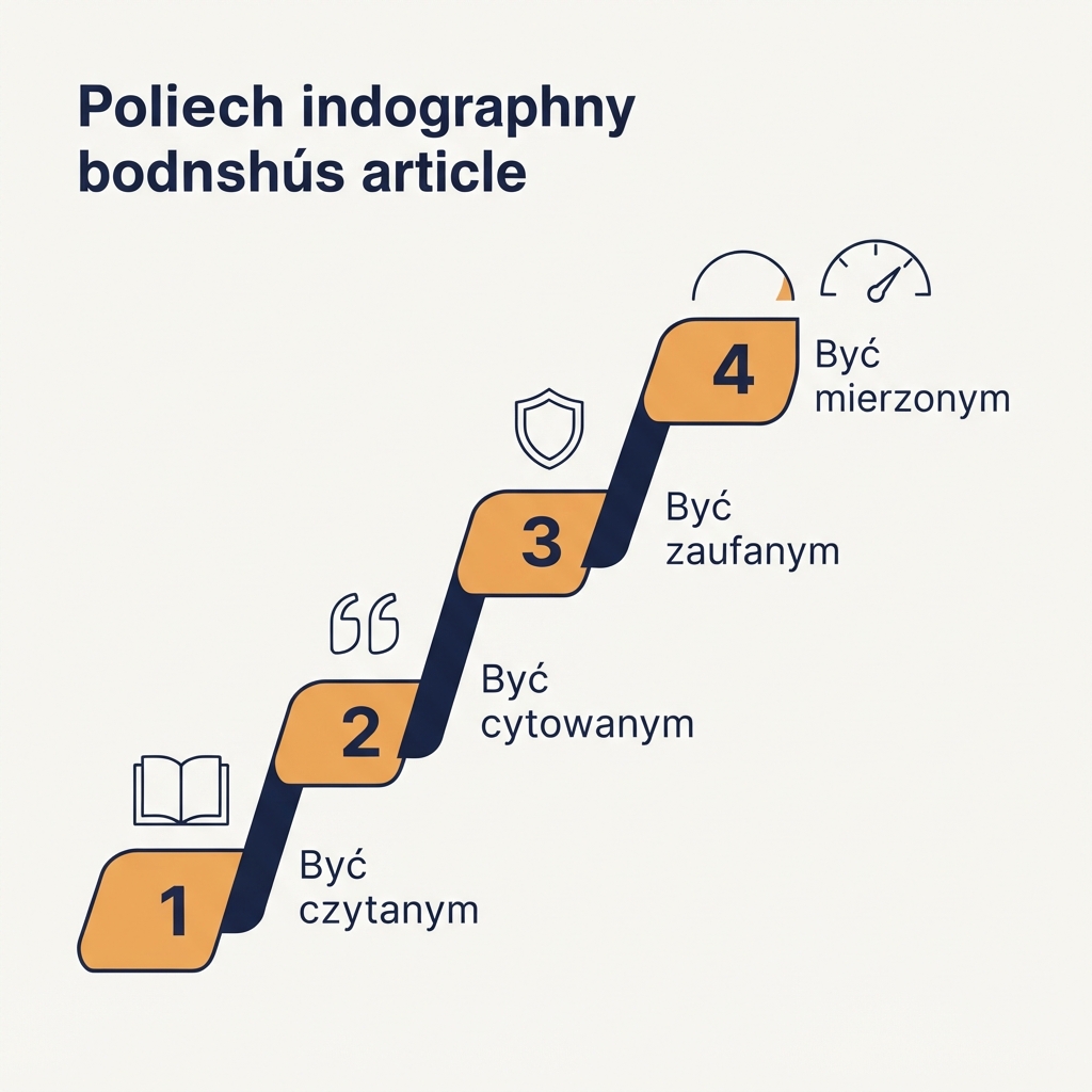 Diagram drabiny czterech warstw GEO: być przeczytanym, być cytowanym, być zaufanym, być mierzonym