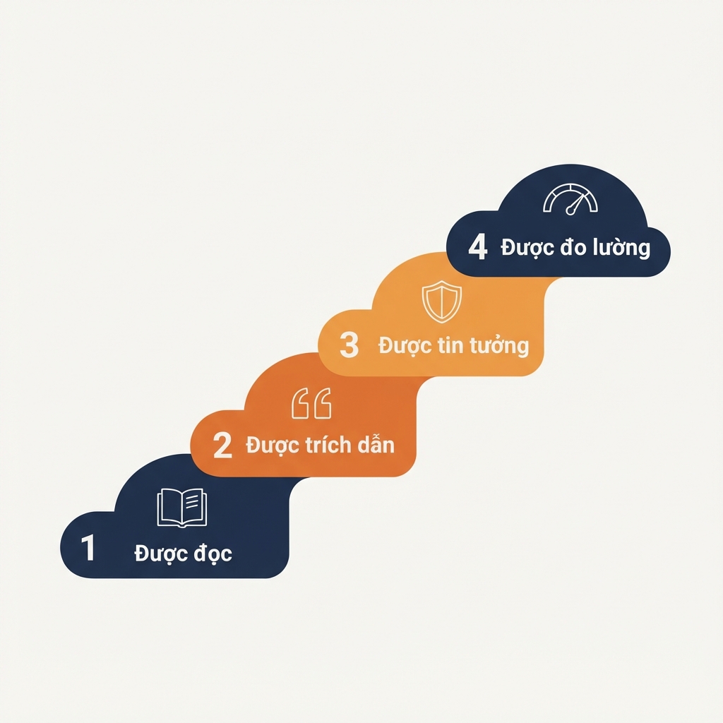 Sơ đồ bậc thang bốn lớp GEO: được đọc, được trích dẫn, được tin tưởng, được đo lường