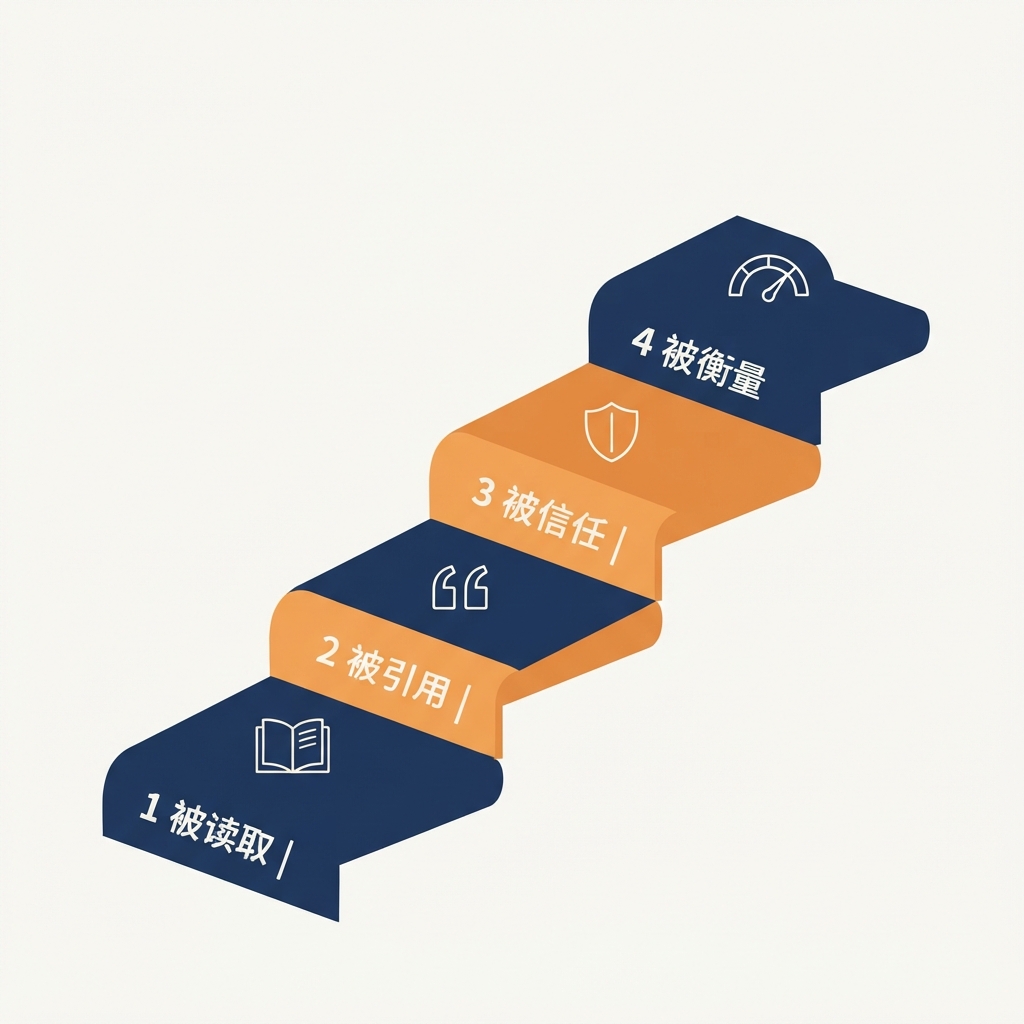 四层 GEO 阶梯图:被读取、被引用、被信任、被衡量