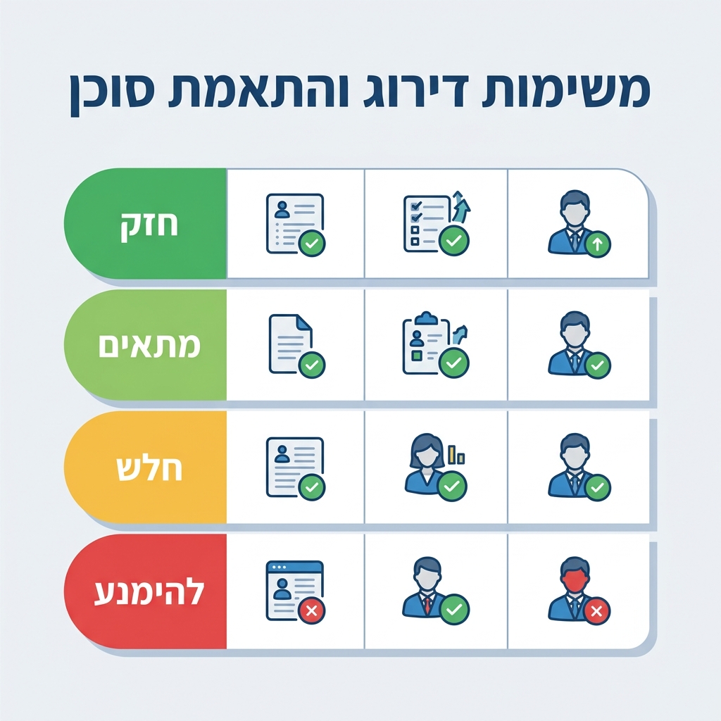 מטריצה המציגה תשע משימות דירוג המדורגות לפי התאמת סוכן, מאוטומציה חזקה ועד החלטות אנושיות בלבד