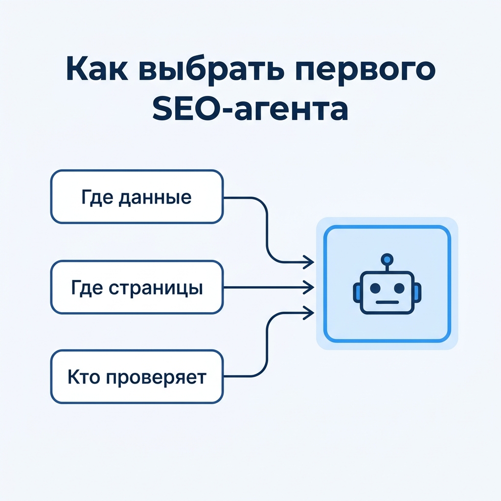 Схема выбора первого SEO-агента в зависимости от того, где живут ваши данные, страницы и проверяющие