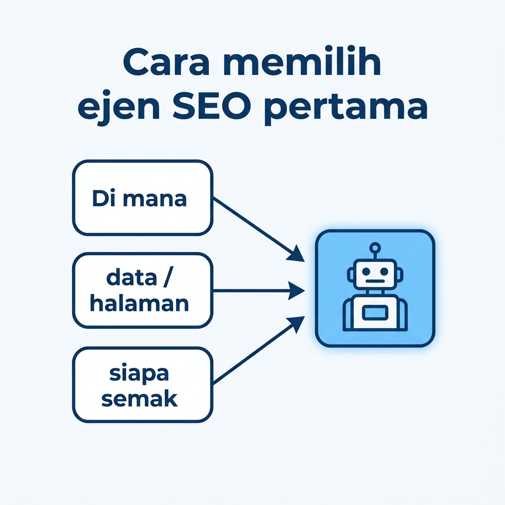 Aliran keputusan untuk memilih ejen SEO pertama berdasarkan tempat data, halaman dan penyemak anda berada