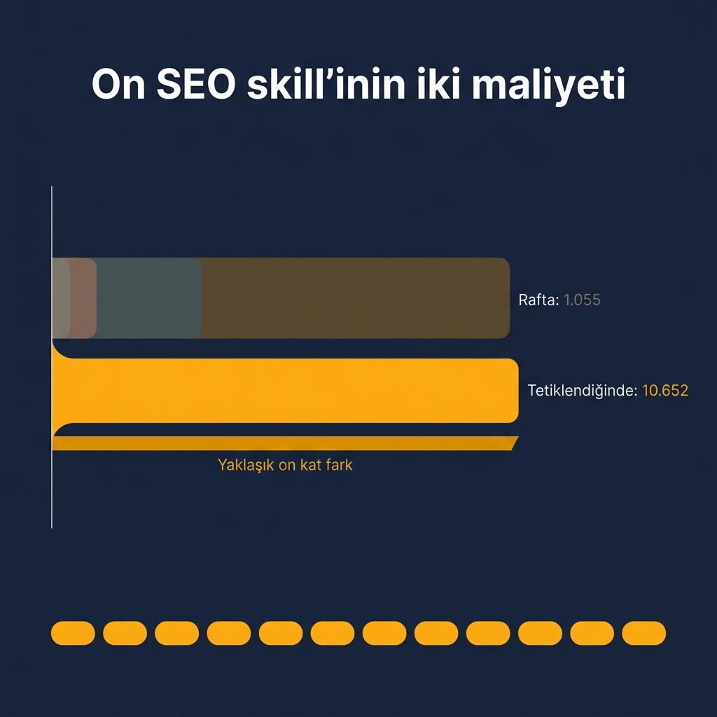 On SEO becerisi için bekleme durumundaki üst veri maliyeti ile çağrıdaki gövde maliyetinin karşılaştırması; gövde maliyeti bekleme maliyetinin yaklaşık on katı
