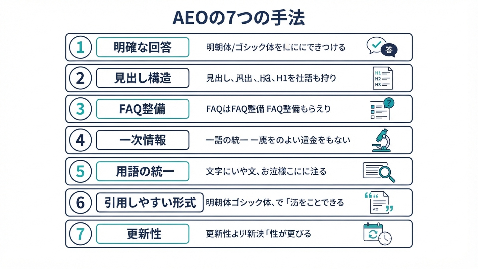 AEOの7つの手法を示した図