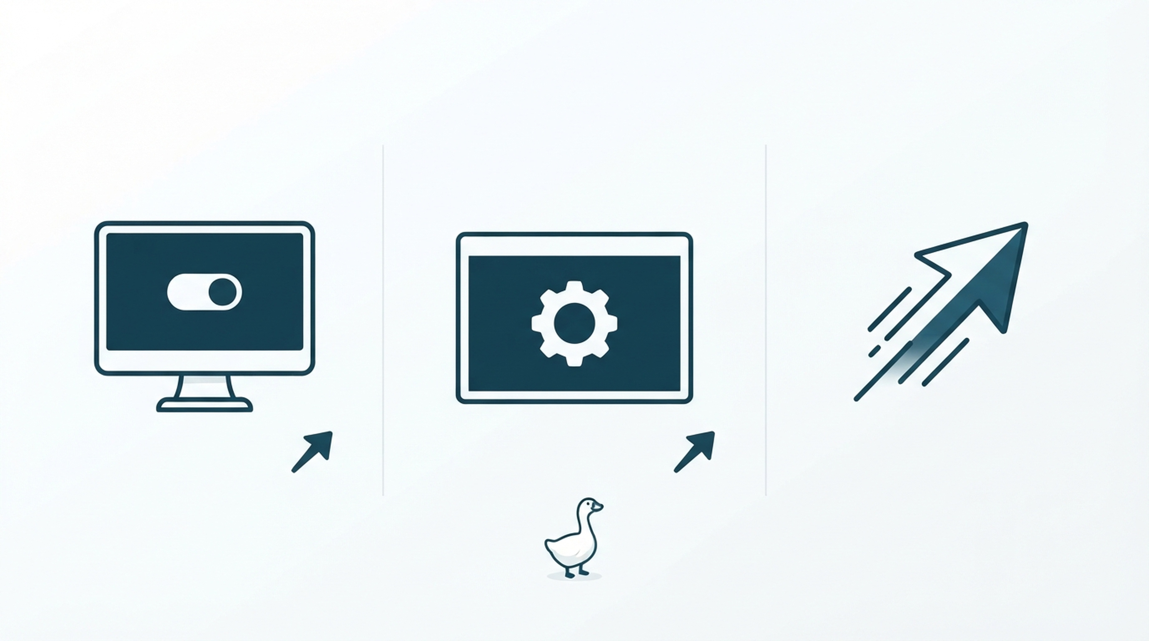 Goose のデスクトップ拡張機能、CLI の永続設定、1 回限りの MCP 起動という 3 つの設定方法。