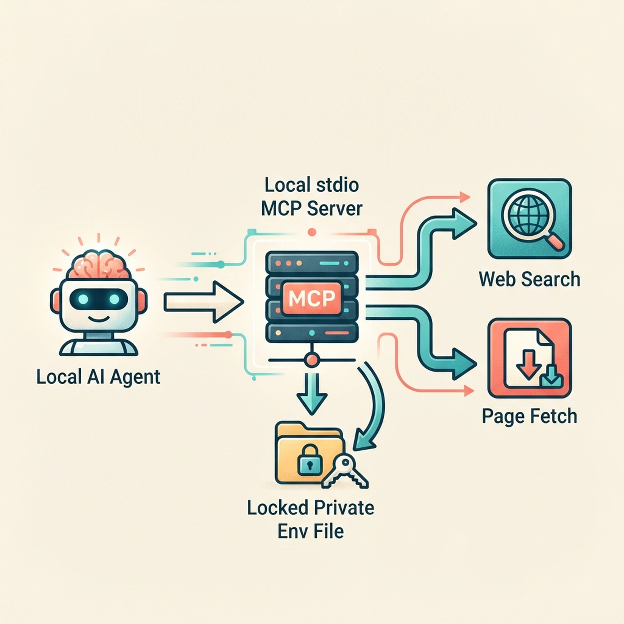 Configuración MCP de Hermes Agent con deepseek_search y deepseek_fetch seleccionados y la clave API guardada en un archivo de entorno privado.
