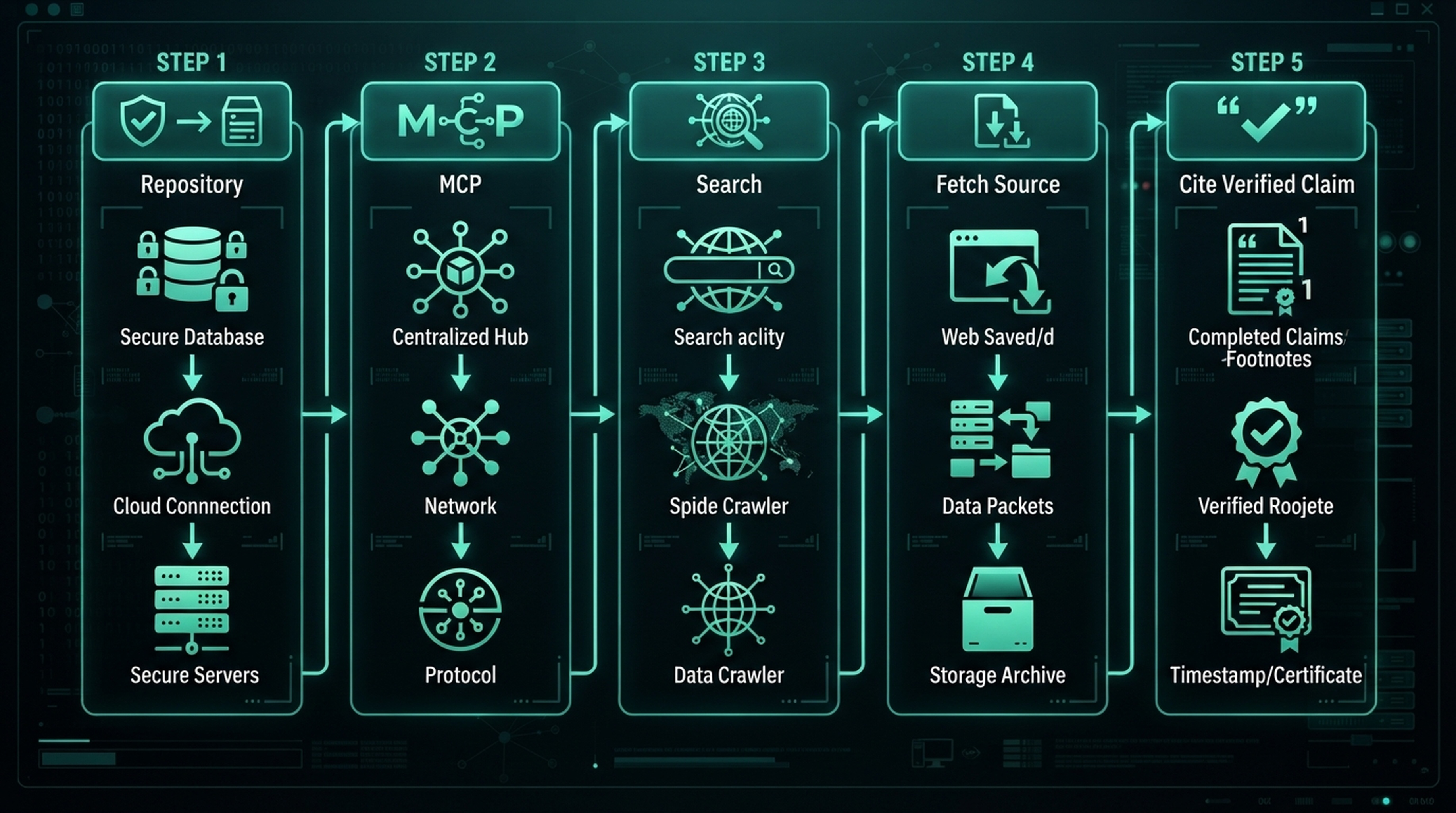 Copilot 검색, 원문 페이지 가져오기, 검증된 주장 인용의 흐름을 확인하는 단계.