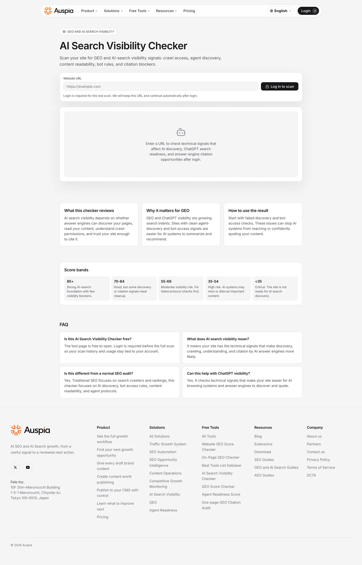 The Auspia AI Search Visibility Checker, which gives a first-pass read on how AI surfaces describe a brand